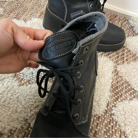 Skechers Vintage Black Leather Heeled Boots size 8.5 - Picture 4 of 10